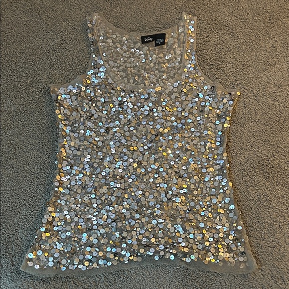 Vanity Tops - Vanity Sequin Tank Top - Silver and Gold